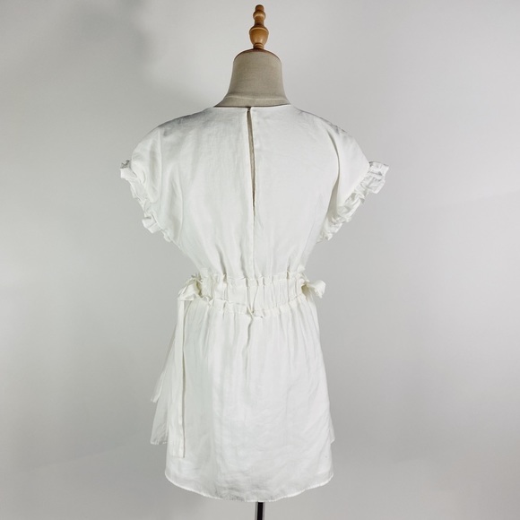 ZARA White V-neck Side Tie Mini Dress Womens Small - Picture 9 of 10